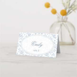 Cartão De Mesa Blue & White Vintage Floral Wedding place card