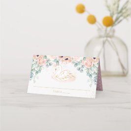 Cartão De Mesa Blush Floral Swan Princesa Chá de fraldas Aniversá