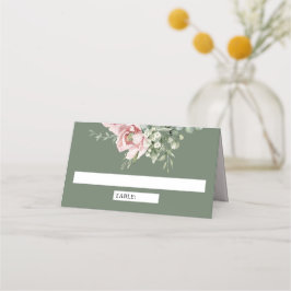 Cartão De Mesa Blush Pink Floral Eucalyptus Sage Green Wedding