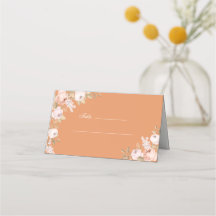 Boho Apricot Peonies Place Card