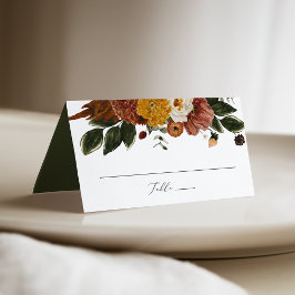 Cartão De Mesa Boho Autumn Floral Wedding