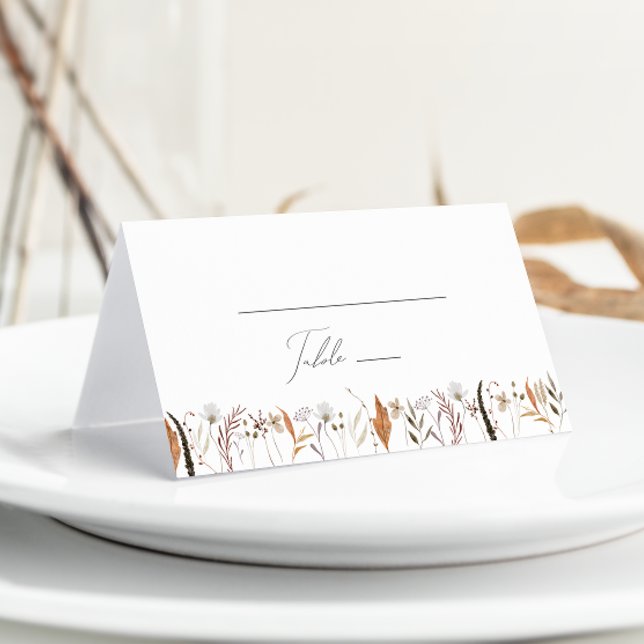 Cartão De Mesa Boho Autumn Wildflower | Dobrado (Criador carregado)