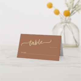 Cartão De Mesa Boho Brown Trendy Script Wedding