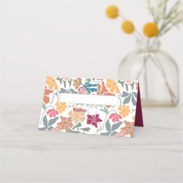 Cartão De Mesa Boho Chic Floral Casamento Retro Meados do Século