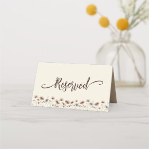 Cartão De Mesa Boho Chic Wildflower Simple Wedding Reservado