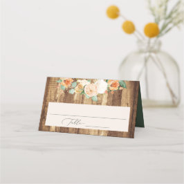 Cartão De Mesa Boho Farmhouse Wood Greenery Casamento