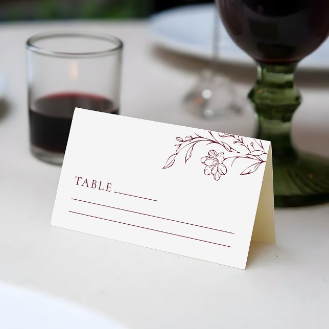 Cartão De Mesa Boho Floral Line Art  Wedding Table Place Card (Criador carregado)