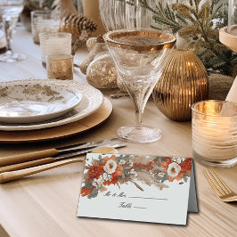 Cartão De Mesa Boho Flowers Cai Cores, Casamento de Outono