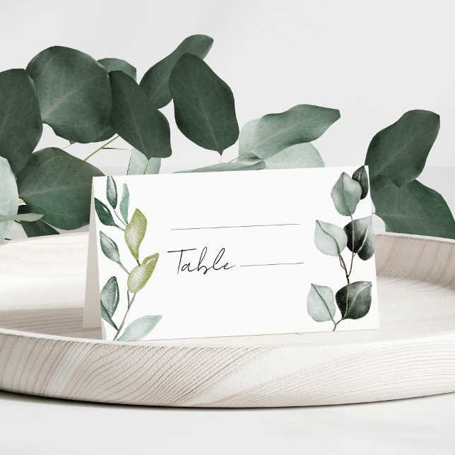 Cartão De Mesa Boho Greenery Watercolor Eucalyptus Wedding (Criador carregado)