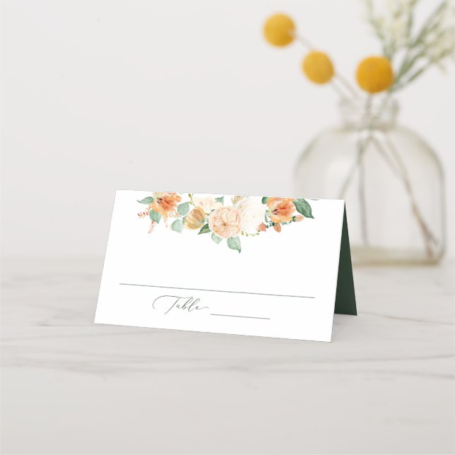 Cartão De Mesa Boho Neutral Greenery Floral Casamento Botânico (Frente)