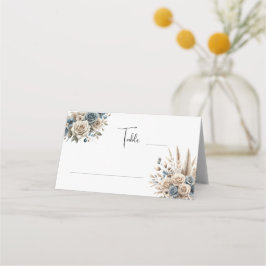 Cartão De Mesa Boho Pampas Grass Floral Dusty Blue, Modern Simple