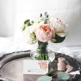 Cartão De Mesa Boho Pink Flowers Pampas Grass Place Card