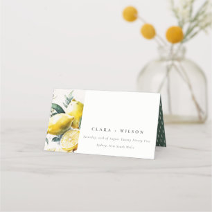 Cartão De Mesa Boho Rustic Yellow Lemon Garden Watercolor Casamen