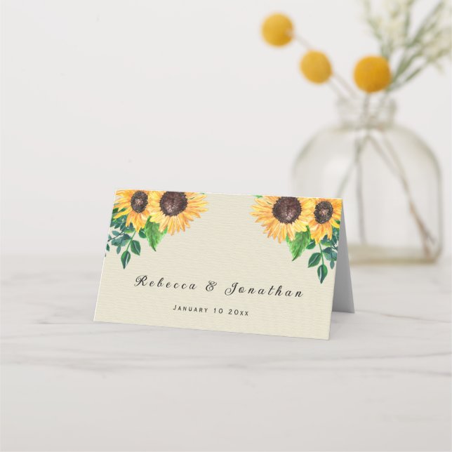 Cartão De Mesa Boho Sunflower Wedding (Frente)