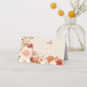 Cartão De Mesa Boho terracotta burgundy eucalipto floral