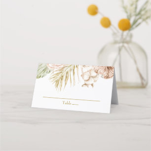 Cartão De Mesa Boho Tropical Floral e Palm Wedding