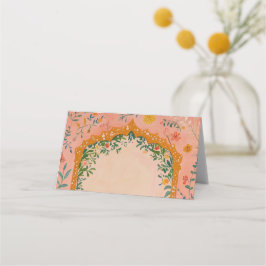 Cartão De Mesa Boho Verão Floral Rosa