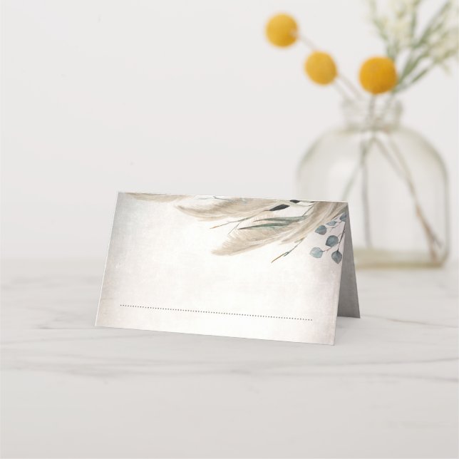 Cartão De Mesa Boho Vintage Pampas Grass Wedding (Frente)