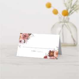 Cartão De Mesa Boho Watercolor Autumn Floral Buquê Wedding