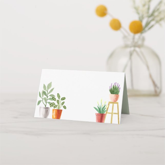Cartão De Mesa Boho Watercolor Vegetação Familiar Potente (Frente)