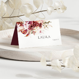 Cartão De Mesa Boho Wedding Place Card – Burgundy & Blush