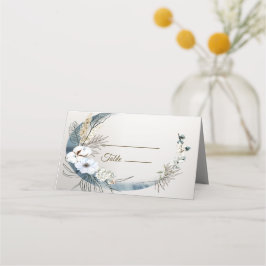 Cartão De Mesa Boho White Orchid Flores Blue Moon Elegant