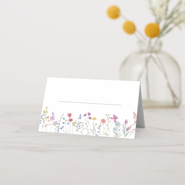 Cartão De Mesa Boho Wildflower Place Card (Frente)
