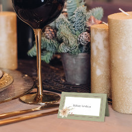 Cartão De Mesa Boho Winter Greenery Boughs Sage Green Folheou