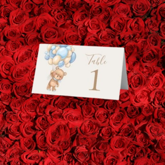 Cartão De Mesa Bola de Borracha Urso de Pelúcia Marrom (Delight your guests with our charming Teddy Bear Balloon Brown Place Card)