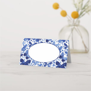 Cartão De Mesa Borboleta Azul de Indigo Moderno