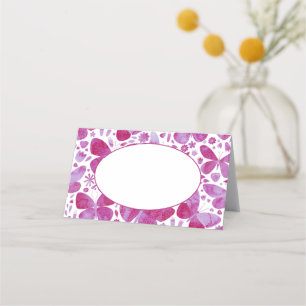 Cartão De Mesa Borboleta de Aquarela Rosa Moderna
