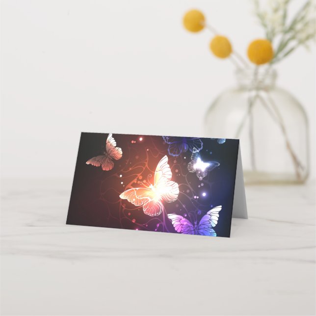Cartão De Mesa Borboletas noturnas brilhantes (Frente)