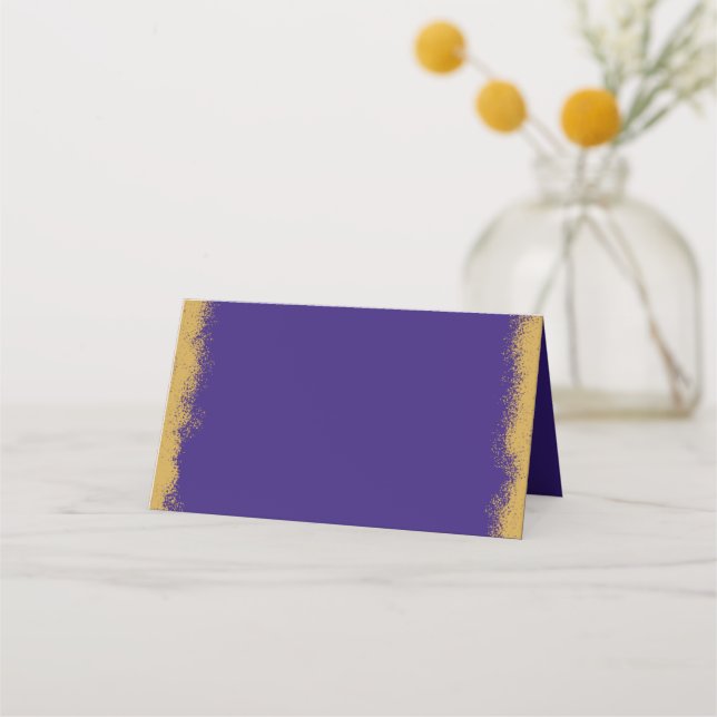 Cartão De Mesa Borda Dourada Roxa Elegante Simples (Frente)