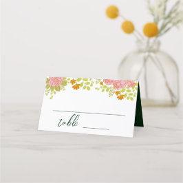 Cartão De Mesa Botânica de Casamento Verde Escuro Floral