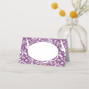 Cartão De Mesa Botânica Gráfico Roxo Moderno
