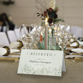 Cartão De Mesa Botanica Green Leaves Wedding Place Card