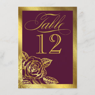 Cartão de Mesa Botânica Vintage Burgundy - Folha d