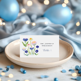 Cartão De Mesa Botanical Dusty Blue Wildflower Baby Shower