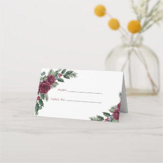 Cartão De Mesa Botanical Floral Winter Christmas Wedding