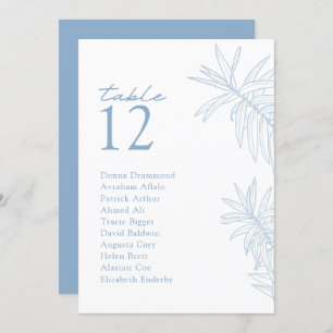 Cartão de Mesa Botânico Moderno Dusty Blue