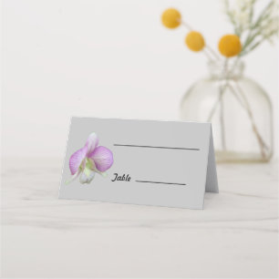 Cartão De Mesa Branca com orquídea roxa-clara na placa de substit