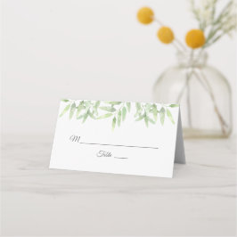 Cartão De Mesa Branches de Oliveiras Aquarelas. Casamento botânic