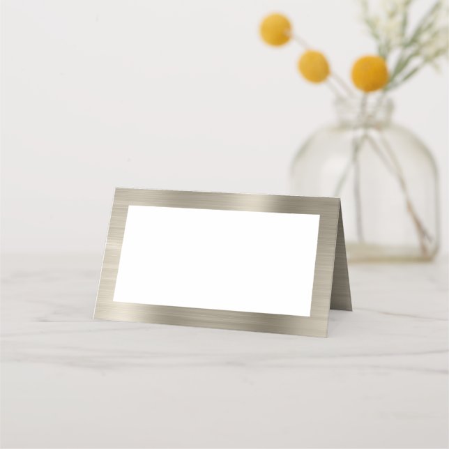 Cartão De Mesa Branco em Branco e Folha de Platina Falsa (Frente)