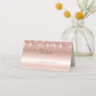 Cartão De Mesa Brilho Metálico de rosa Dourado