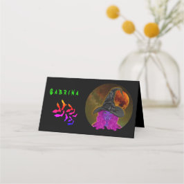 Cartão De Mesa Bruxa de Halloween Personalizada