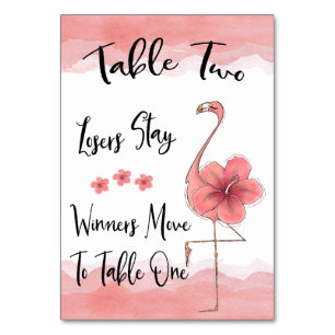Cartão de Mesa Bunco nº 2, Diversão Flamingo Rosa