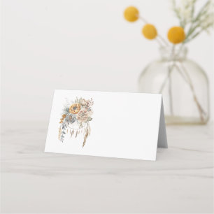 Cartão De Mesa Buquê Boho Flower e Dreamcatcher