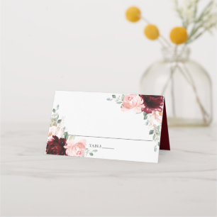 Cartão De Mesa Burgundy Blush Floral Casamento Bridal