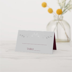 Cartão De Mesa Burgundy & Gray Simple Elegant Wedding Place Cards