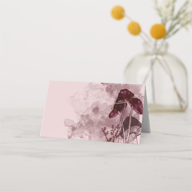 Cartão De Mesa Burgundy Neon Mushroom (Frente)